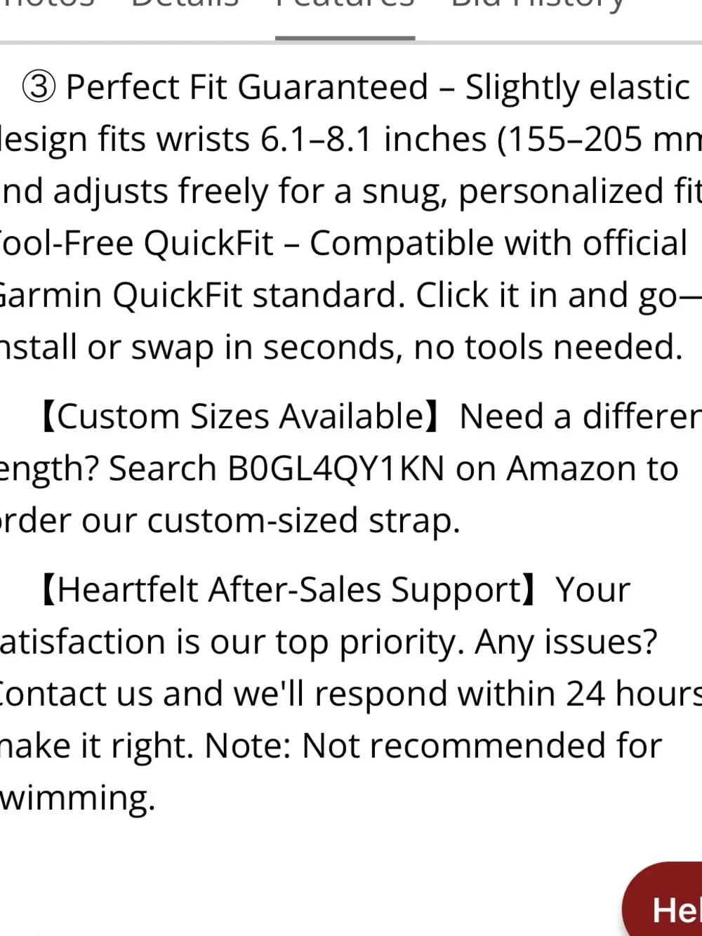 ‘Garmin Compatible’ Smartwatch Band VELCRO NYLON Black